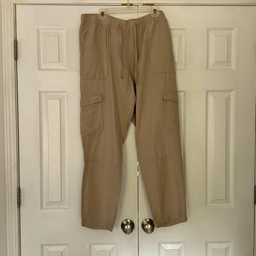 Yest Linen Style Khaki  Drawstring / Elastic Waste Pants